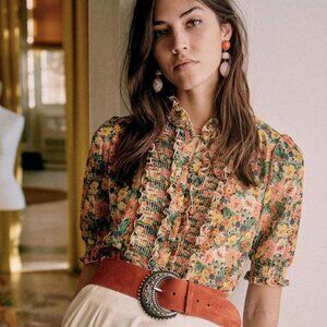 Sezane Noah Blouse Top / Color: Jardin Pastel / US 4 (FR Size 36)